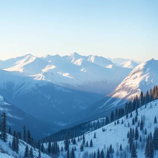 Landschaftsfotografie mit verschneite Berge im Hintergrund, wo d Landschaftsfotografie darstellt.
